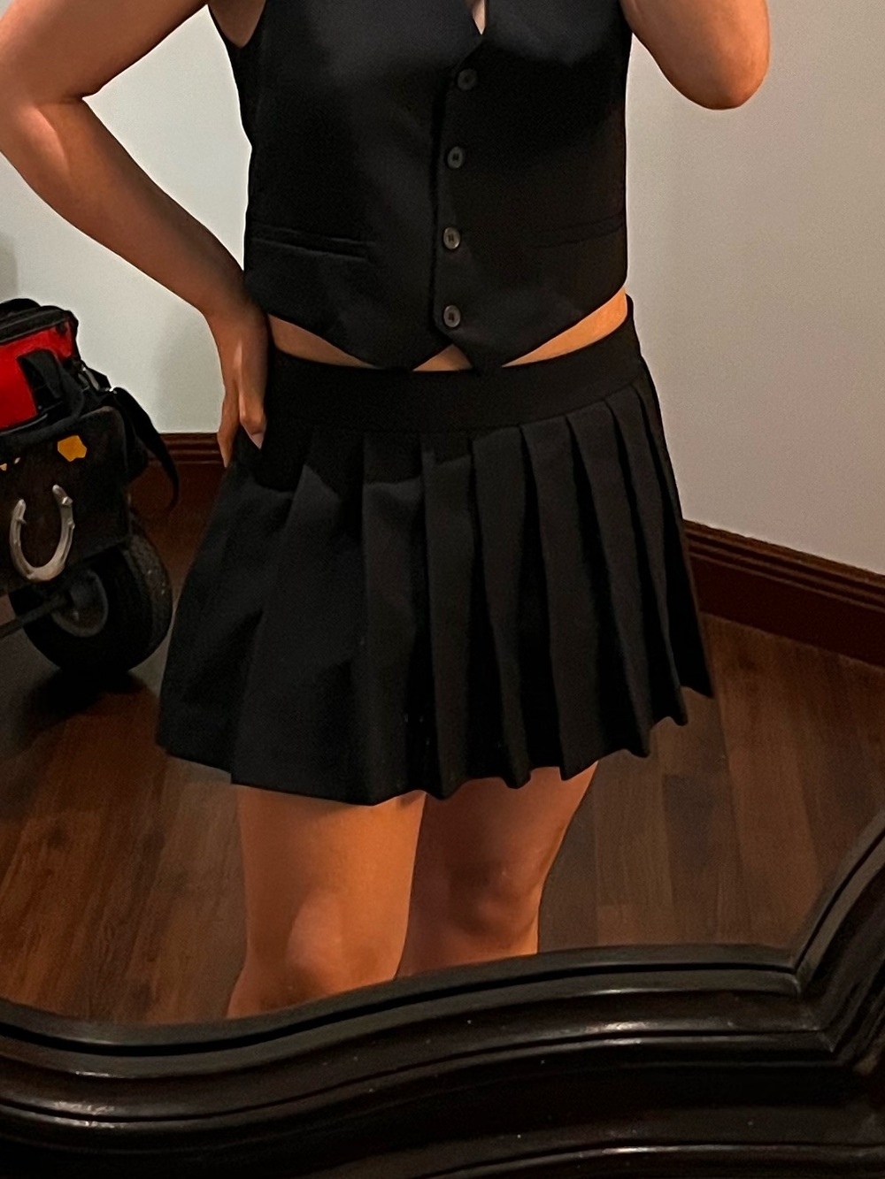 Zara Black Pleated Mini Skirt